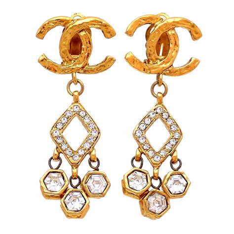 chanel logo earrings vintage|Chanel logo diamond earrings.